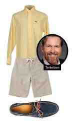 Credit: Peter Millar shoes; Façonnable linen shirt (Yoox) and shorts (Lyst)
