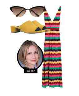 Credit: Kate Young Tura cat-eye sunglasses; Mango destructured leather sandals