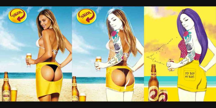 Brazilian Brewer Hires Women Illustrators to Remake their Sexist Ads of the past 3