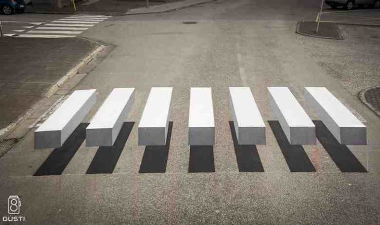 3D Pedestrian crossing that slows down the traffic 1