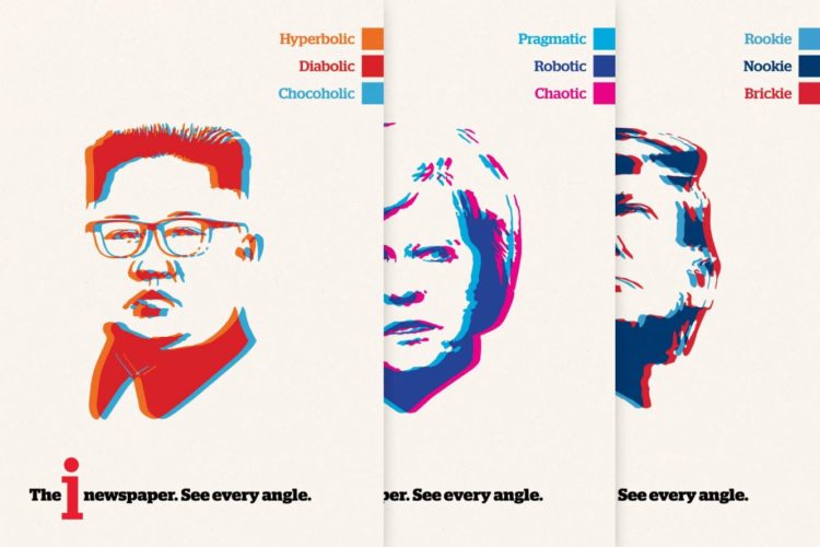 Check out these color-coded ads that show different angles on May, Trump and Kim Jong-un 1