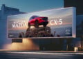 Contemporary retail space with a blank white billboard, ; Shutterstock ID 2613275479; purchase_order: TBC; job: Mazda; client: Mazda; other: Rogan Briggs